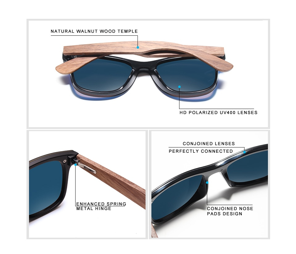 Men's Wooden Frame Polarized Sunglasses
