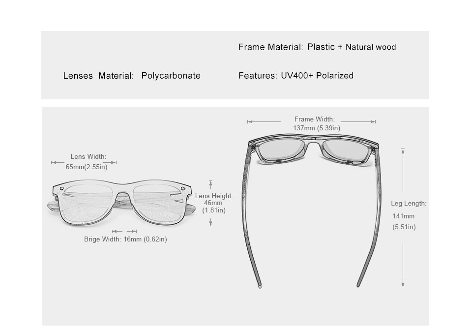 Men's Wooden Frame Rimless Polarized Sunglasses