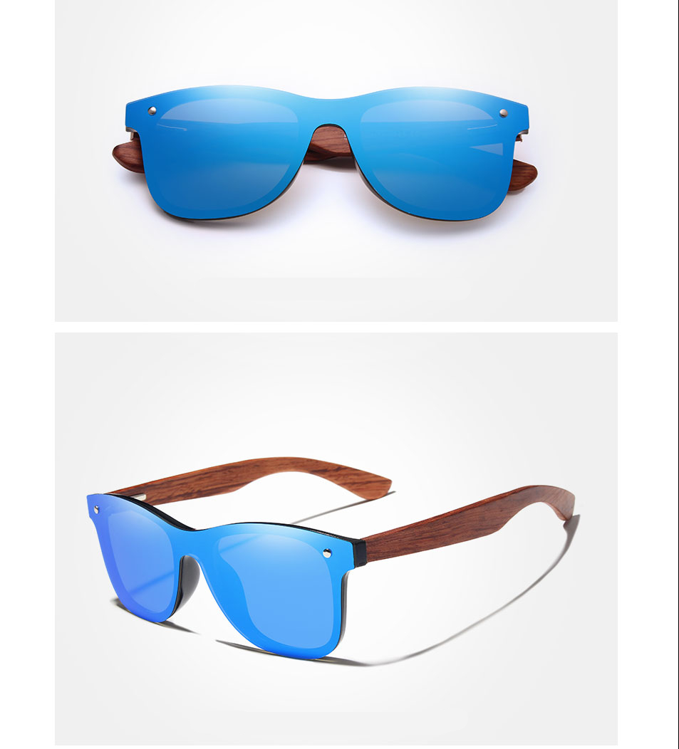 Men's Wooden Frame Rimless Polarized Sunglasses